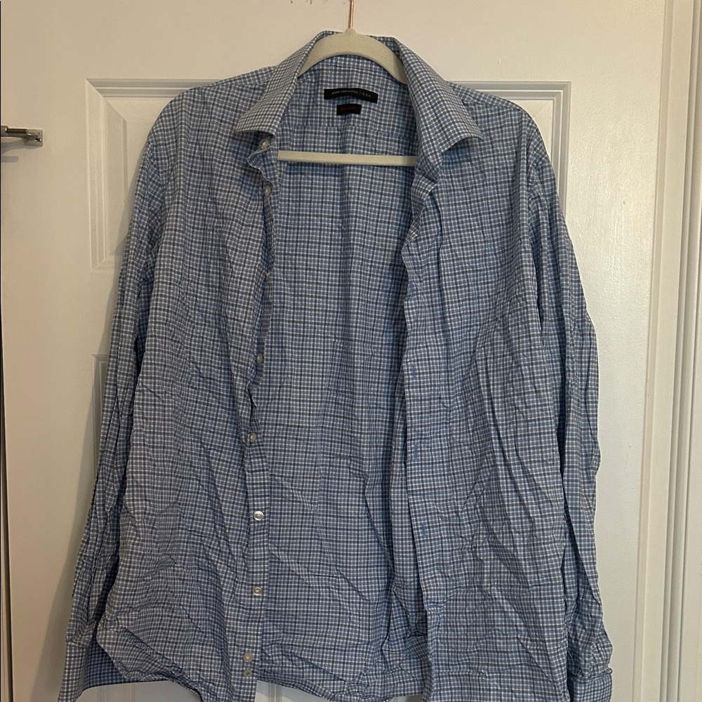 John Varvatos Blue Plaid Casual Shirt